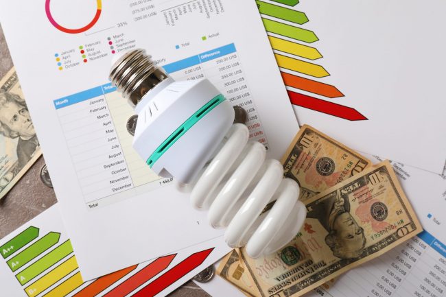 Energy saving concept, top view and close up