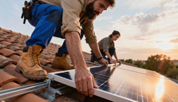 Instalación de placas solares en un tejado